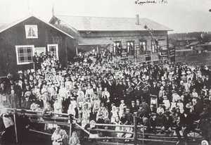 Vappujuhlat Jämsänkosken työväentalolla vuonna 1911