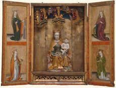 Neitsyt Marian alttarikaappi 1470-luvulta on danzigilaista työtä ja ostettu Jämsään mahdollisesti hansakauppiailta. Jämsän kirkkomuseo.