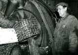   The Cambio debarking machine and I. Sumula at Olkkola sawmill in 1962.