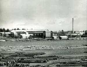 Olkkola sawmill in the early 1960s. Kaipola works in the background.
