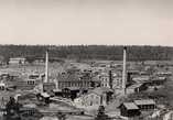   The west side of the rapids, Hovilanhaara paper mill and pulp factory at the beginning of the 1900s.