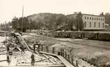  Timber being lifted out of the river into the debarking plant at Jämsänkoski in the mid-1930s.
