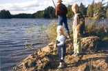  Mato-ongintakilpailuissa Kirmasen rannassa vuonna 1985