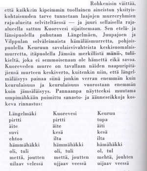Terho Itkonen: Murteiden eroista