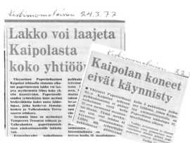 Palkkakiistasta syntynyt lakko uhkasi levitä koko yhtiöön 1977.