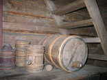   Wooden beer barrels